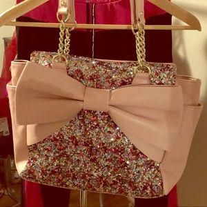 Betsey Johnson Pink Sequin Bow Tote Bag! HTF! 💎